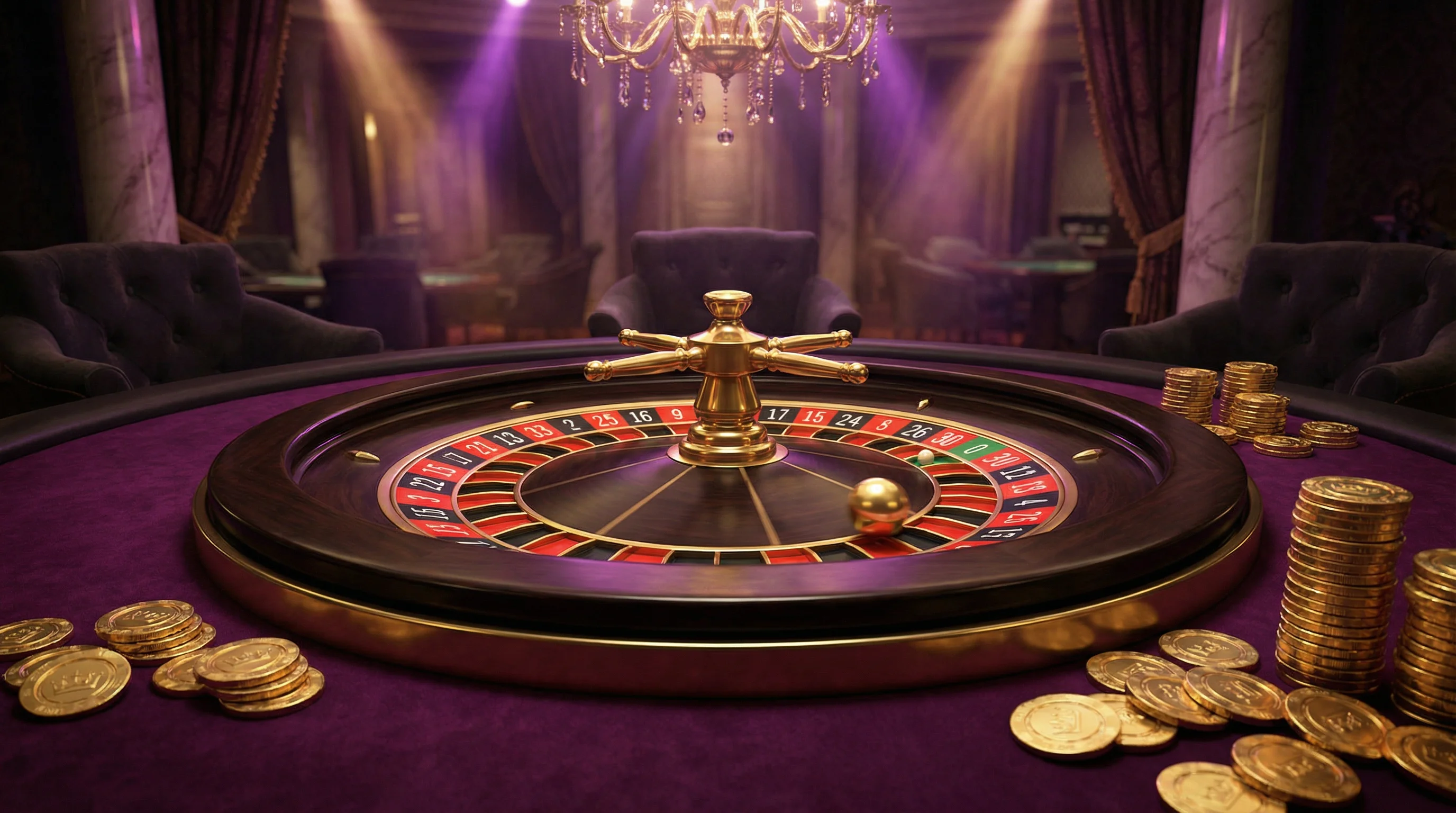 Roleta europeia com bola dourada no afun